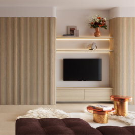 Decoratieve wandpanelen | 60x240 cm | Paneel Halfronde Latjes - Natuur - Flex - onbehandeld Decoratieve wandpanelen | 60x240 cm | Paneel Halfronde Latjes - Natuur - Flex - onbehandeld