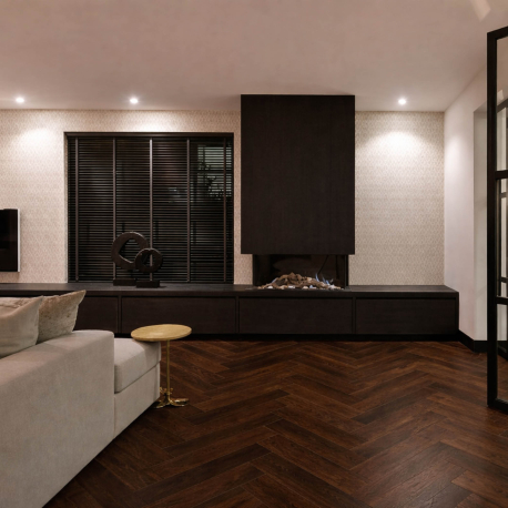 Laminaat met click systeem | 12.3x59.3 cm | Q-Click Oakhill Dark Herringbone