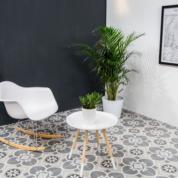 ceramic pattern tiles, floor tiles, middle grey, multicolored, light grey